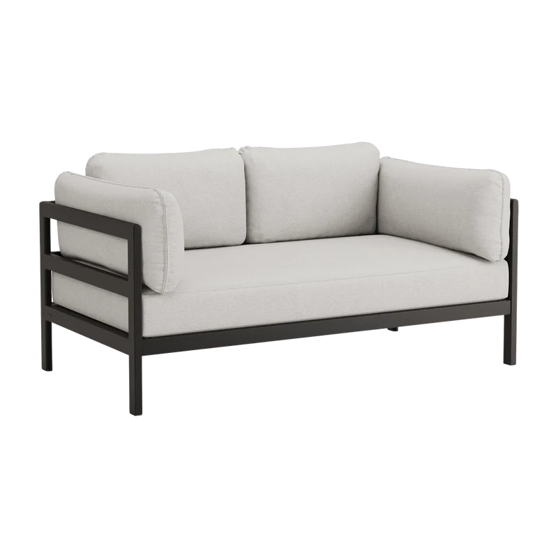 Canapé 2 places en métal noir et tissu gris chiné Easy - Tiptoe