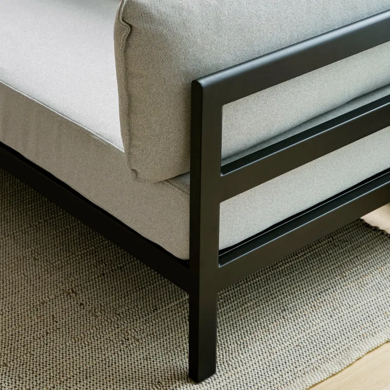 Canapé 2 places en métal noir et tissu gris chiné Easy - Tiptoe