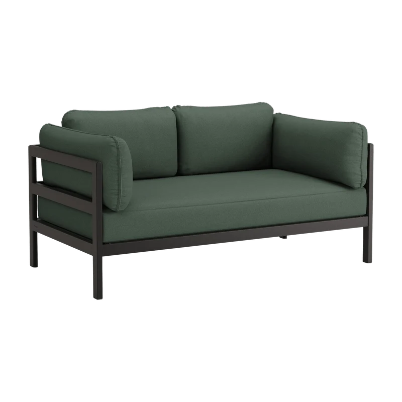 Canapé 2 places en métal noir et tissu vert Easy - Tiptoe