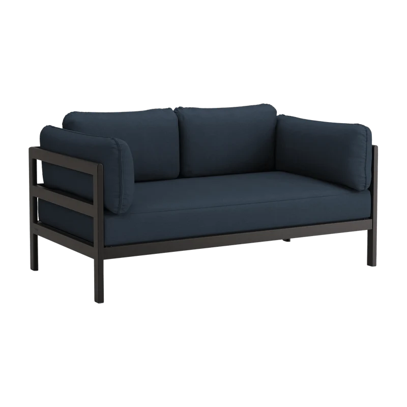 Canapé 2 places en métal noir et tissu bleu nuit Easy - Tiptoe