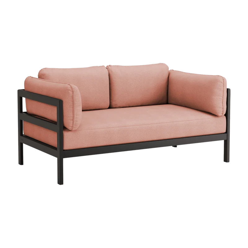 Canapé 2 places en métal noir et tissu rose chiné Easy - Tiptoe