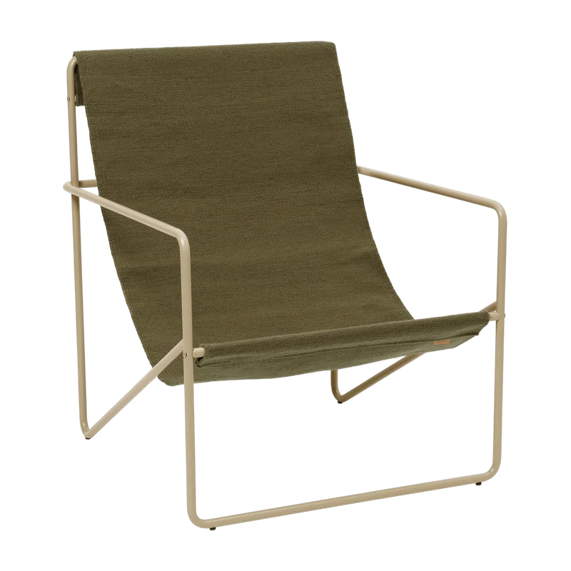 Fauteuil vert olive en métal beige 63 x 77,5 x 66 cm Desert - Ferm Living