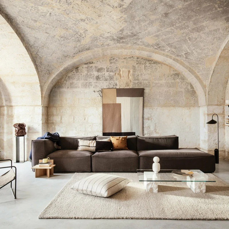 Coussin en lin et coton camel 80 x 80 cm Calm - Ferm Living