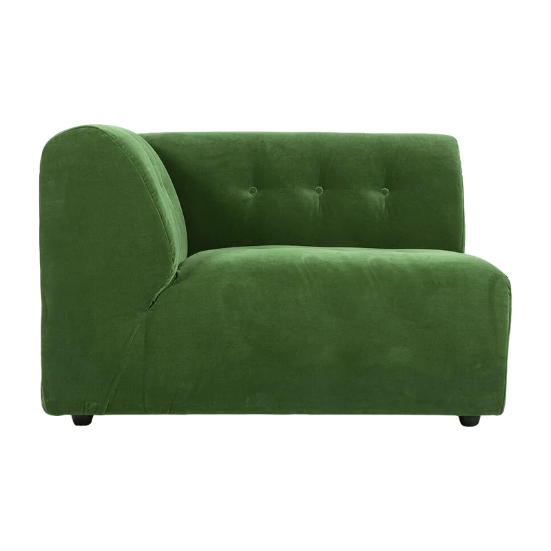 Module d'angle gauche 2 places en velours vert Vint - Hkliving