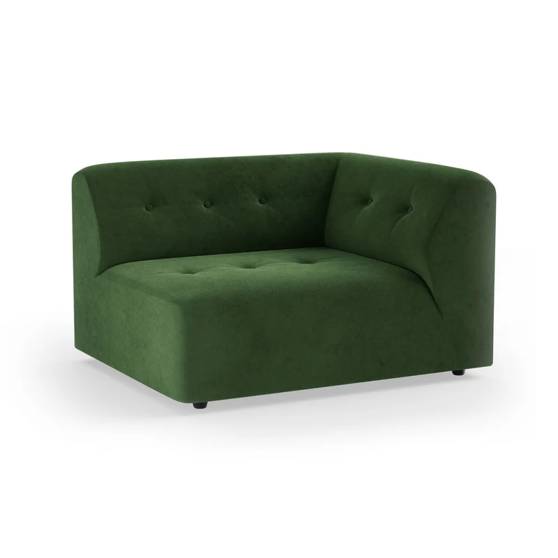 Module d'angle droit 2 places en velours vert Vint - Hkliving