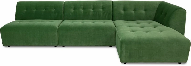 Module d'angle droit 2 places en velours vert Vint - Hkliving