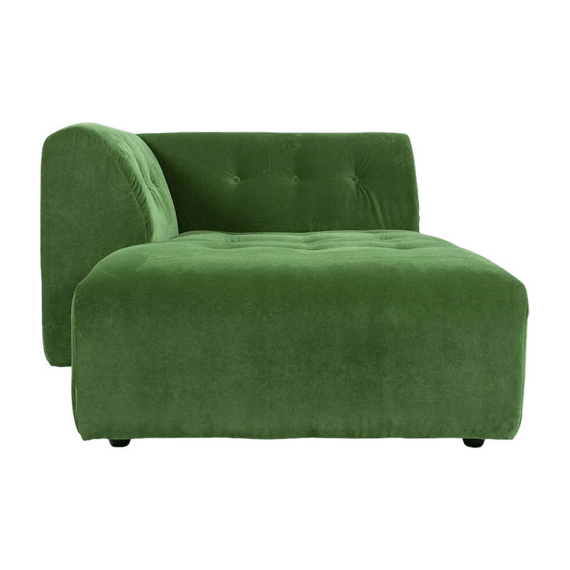 Méridienne gauche en velours vert Vint - Hkliving