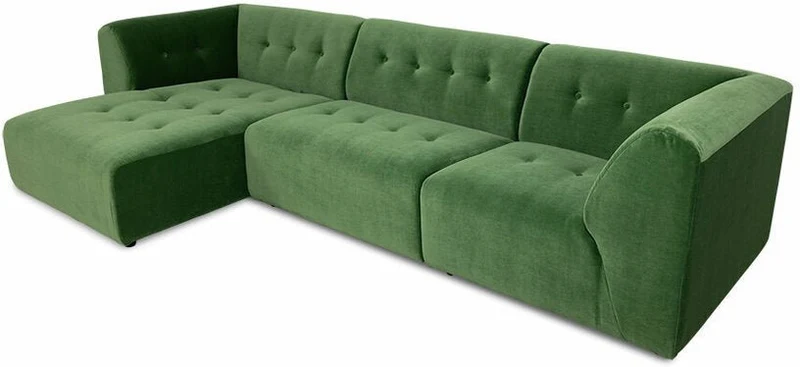 Méridienne gauche en velours vert Vint - Hkliving
