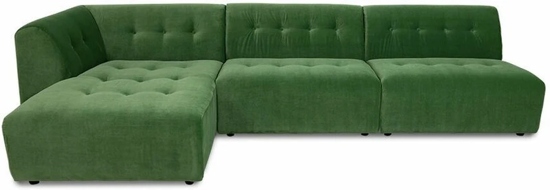 Méridienne gauche en velours vert Vint - Hkliving