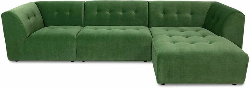 Méridienne droite en velours vert Vint - Hkliving