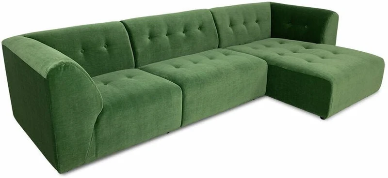 Méridienne droite en velours vert Vint - Hkliving