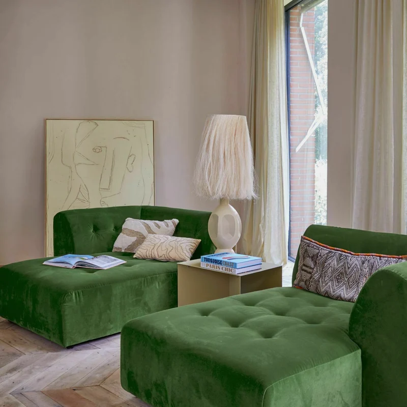 Fauteuil en velours vert Vint - Hkliving