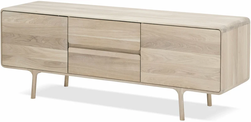 Buffet bas en chêne blanchi huilé 45 x 150 cm Fawn - Gazzda