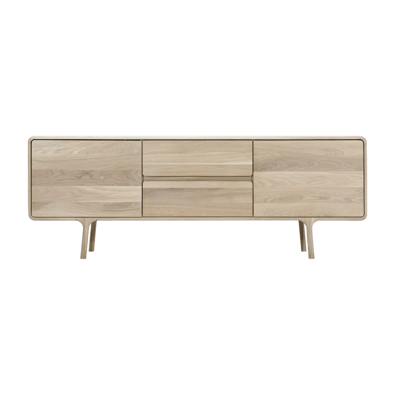 Buffet bas en chêne blanchi huilé 45 x 180 cm Fawn - Gazzda