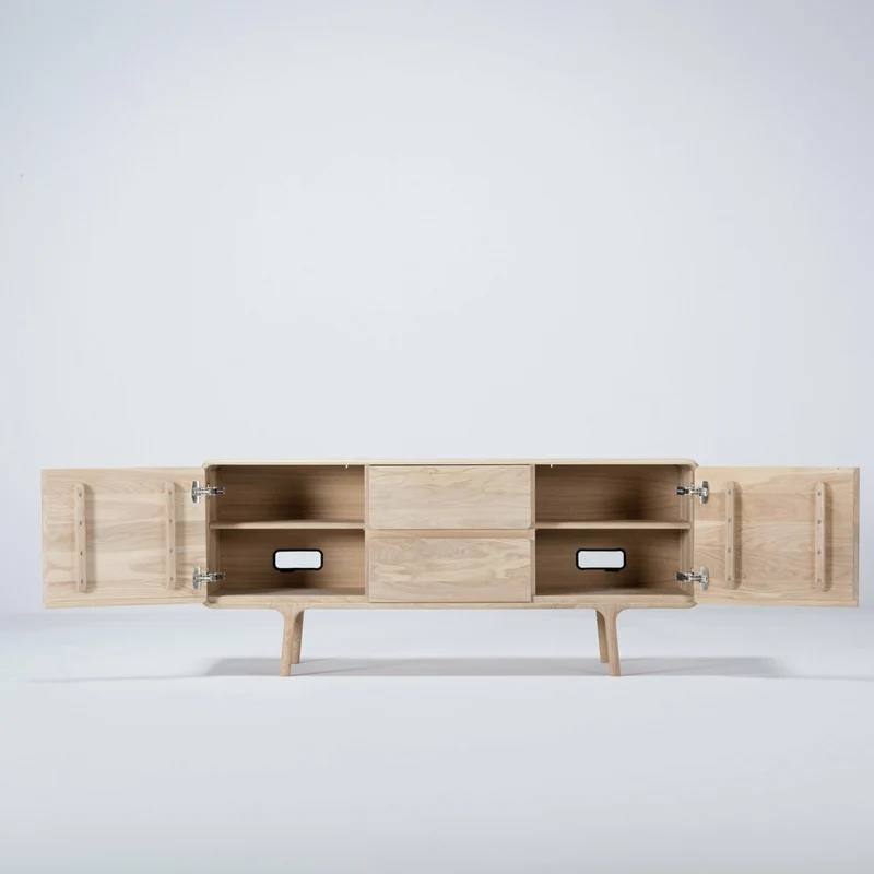 Buffet bas en chêne blanchi huilé 45 x 180 cm Fawn - Gazzda