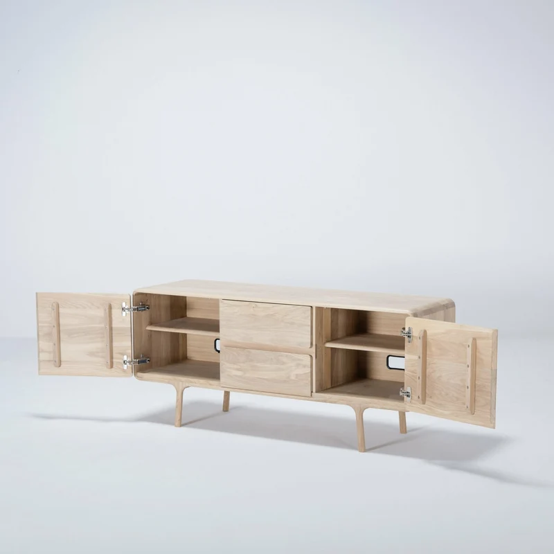 Buffet bas en chêne blanchi huilé 45 x 180 cm Fawn - Gazzda