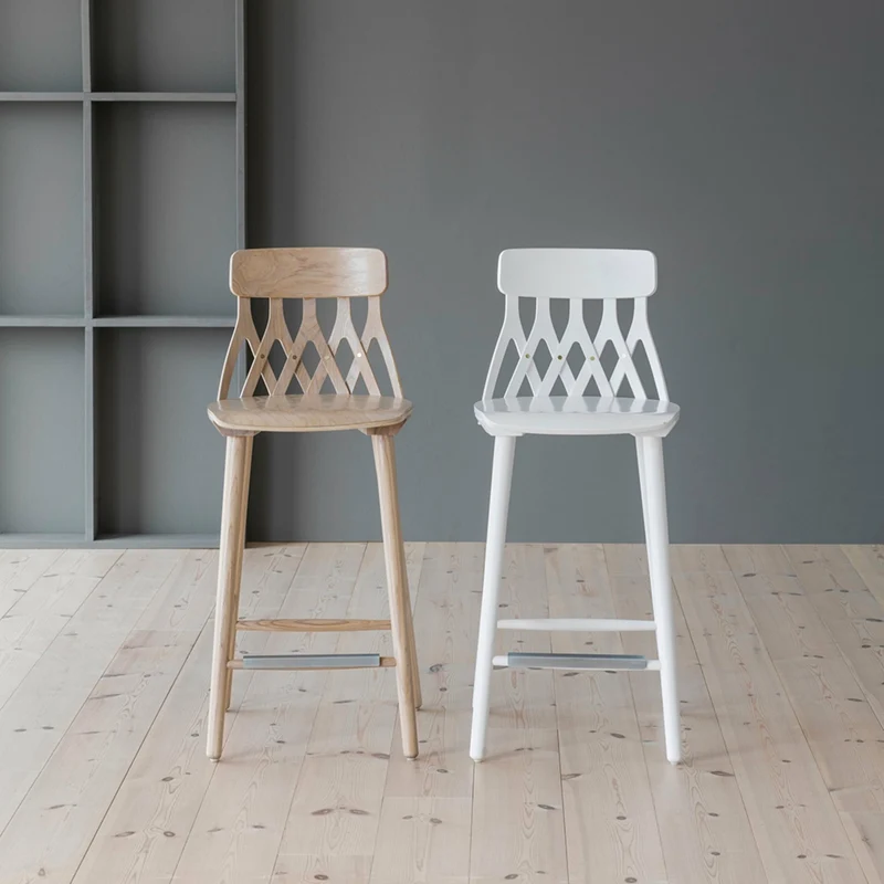 Chaise de bar en bouleau blanc 63 cm Y5 - Hans K