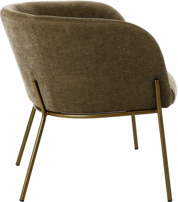 Fauteuil relax en velours marron avec pieds couleur bronze Polka - Pomax