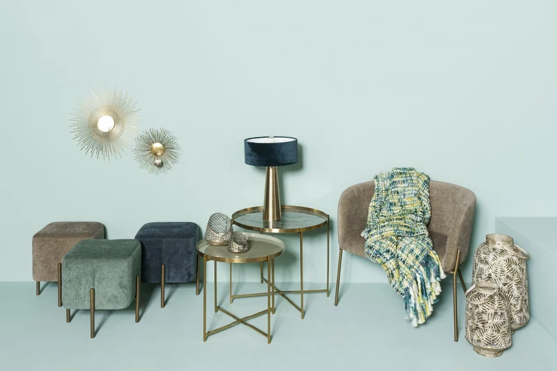 Fauteuil relax en velours marron avec pieds couleur bronze Polka - Pomax