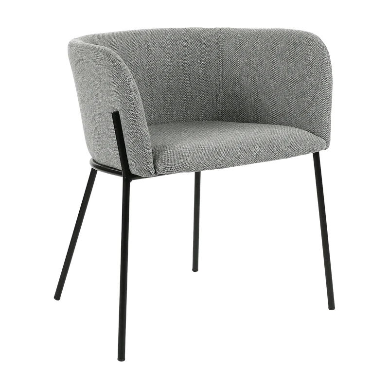 Chaise en tissu gris clair avec pieds noirs Polka - Pomax