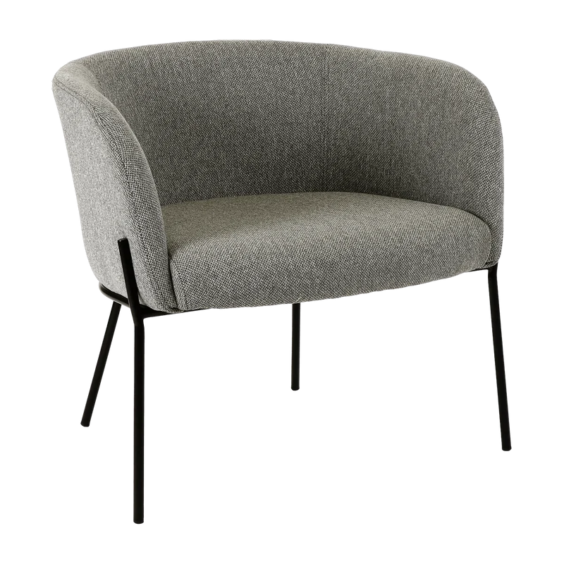 Fauteuil relax en polyester gris clair avec pieds couleur noir Polka - Pomax