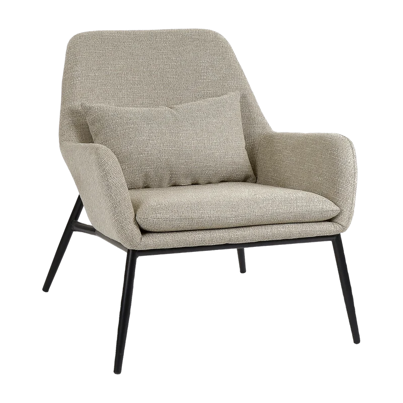 Grand fauteuil confort en tissu beige Hailey - Pomax
