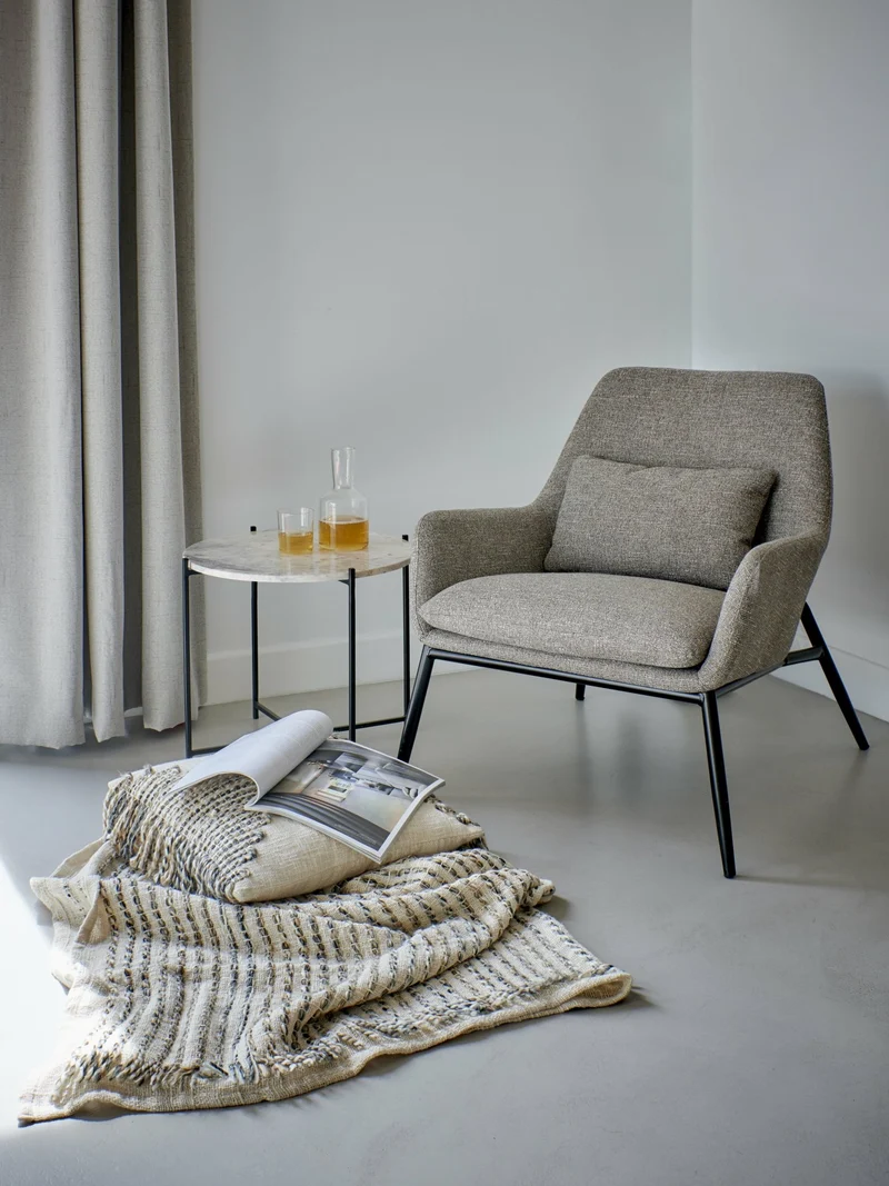 Grand fauteuil confort en tissu beige Hailey - Pomax