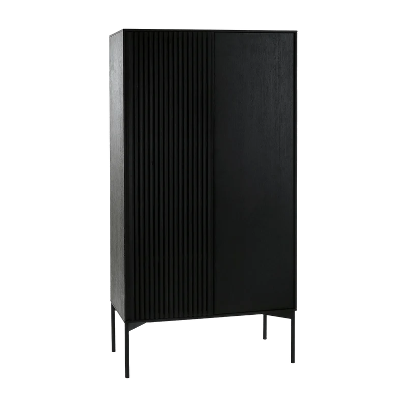 Armoire 2 portes en chêne et métal noir Pudong - Pomax