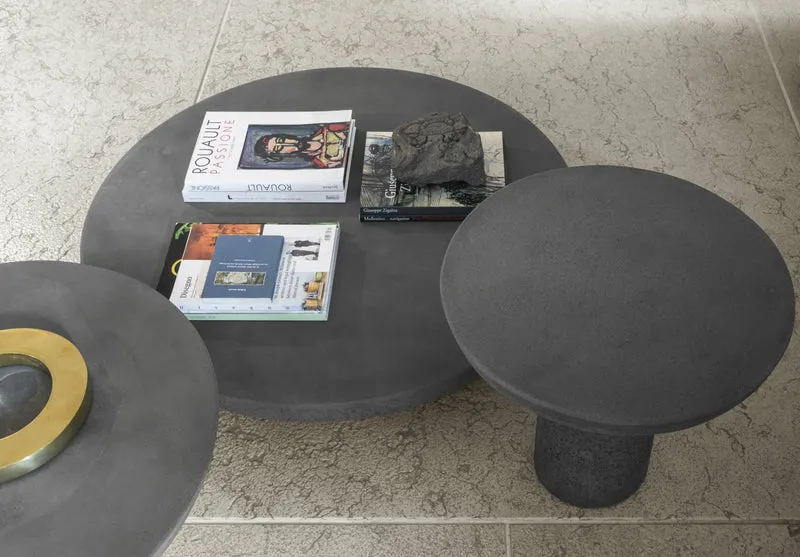 Table basse ronde en béton ciré anthracite 50x47cm Olo - Mogg