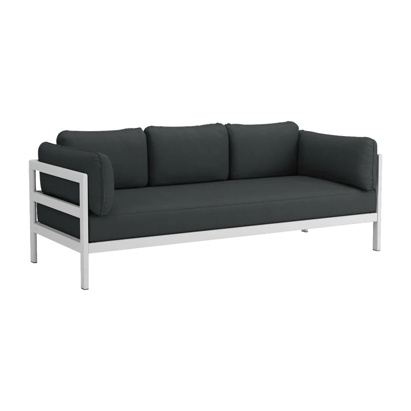 Canapé 3 places en métal gris austral et tissu gris ardoise Easy - Tiptoe