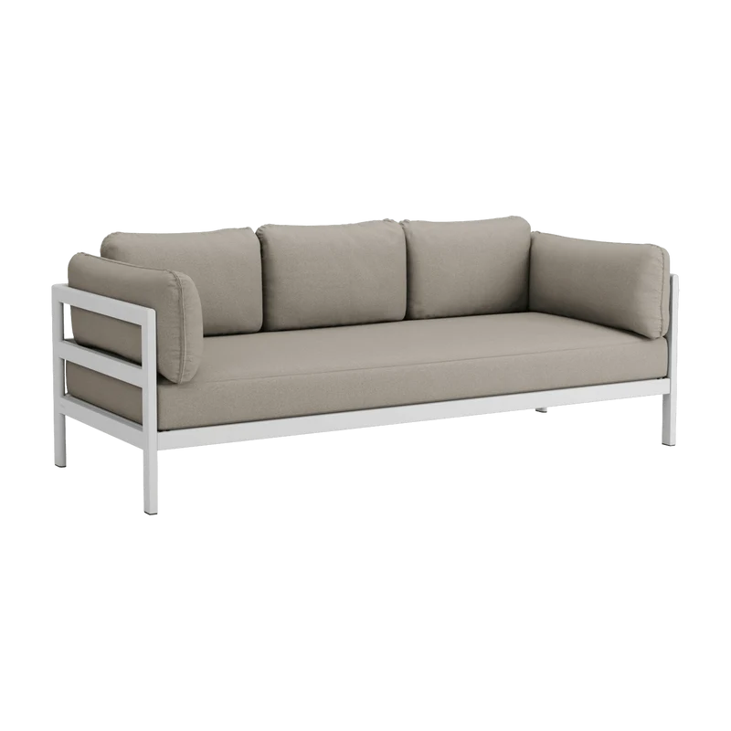 Canapé 3 places en métal gris austral et tissu beige Easy - Tiptoe