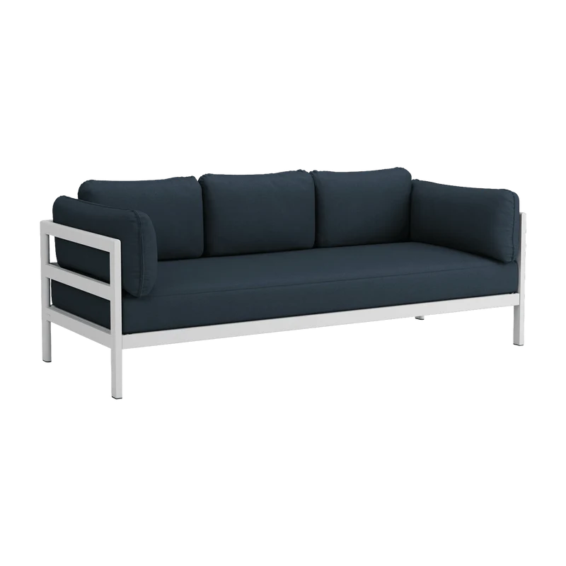 Canapé 3 places en métal gris austral et tissu bleu nuit Easy - Tiptoe