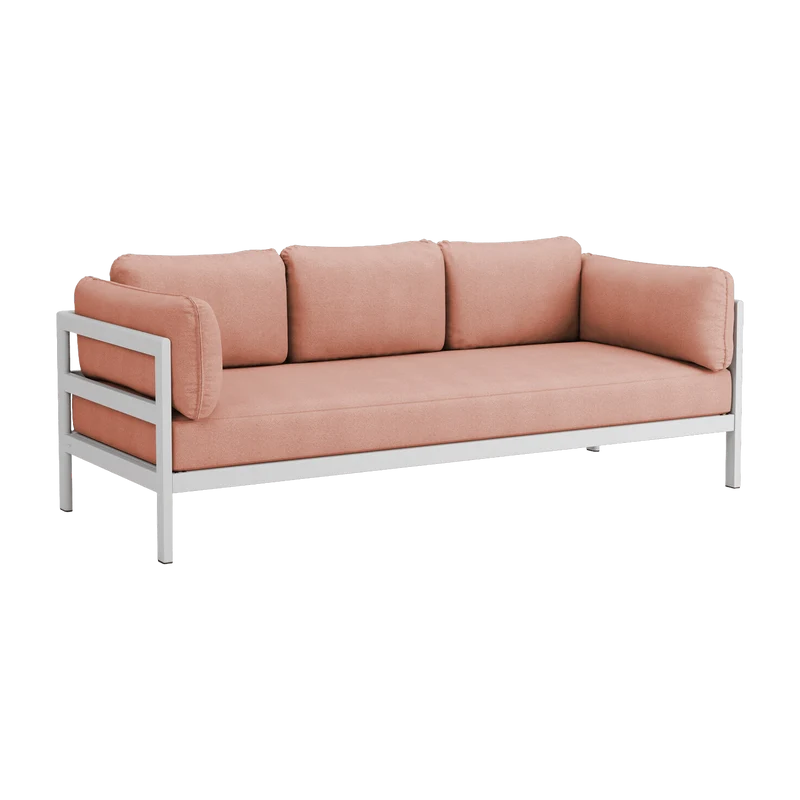 Canapé 3 places en métal gris austral et tissu rose chiné Easy - Tiptoe