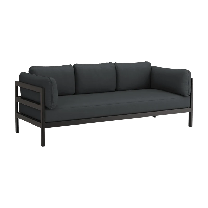 Canapé 3 places en métal noir et tissu gris ardoise Easy - Tiptoe