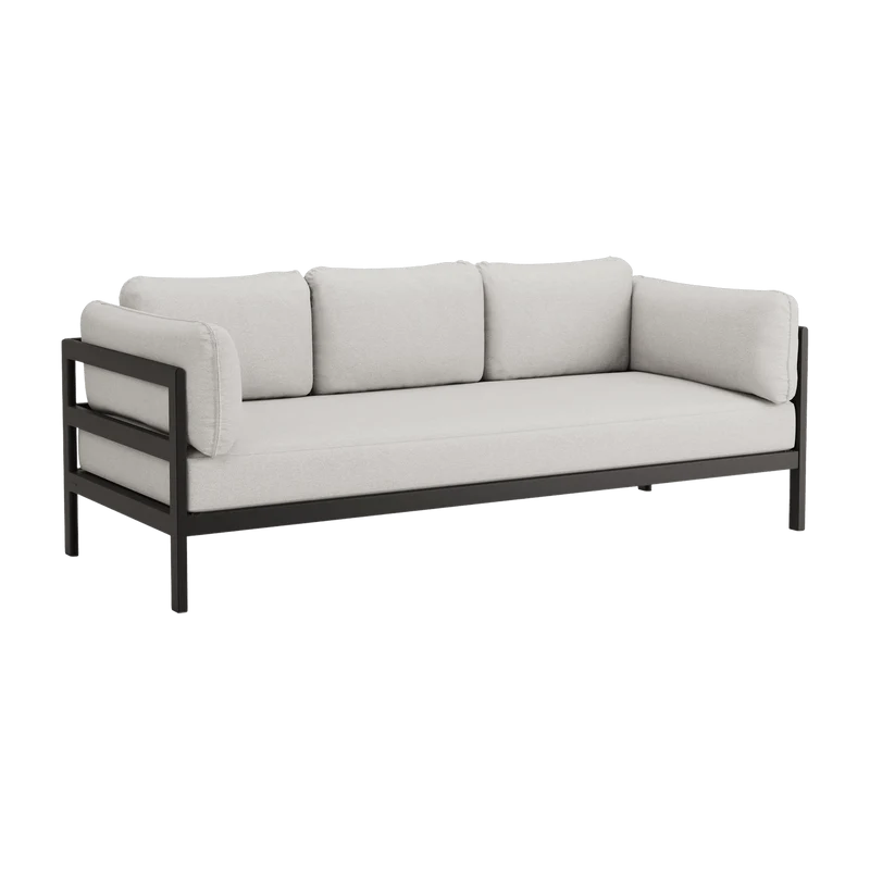Canapé 3 places en métal noir et tissu gris chiné Easy - Tiptoe