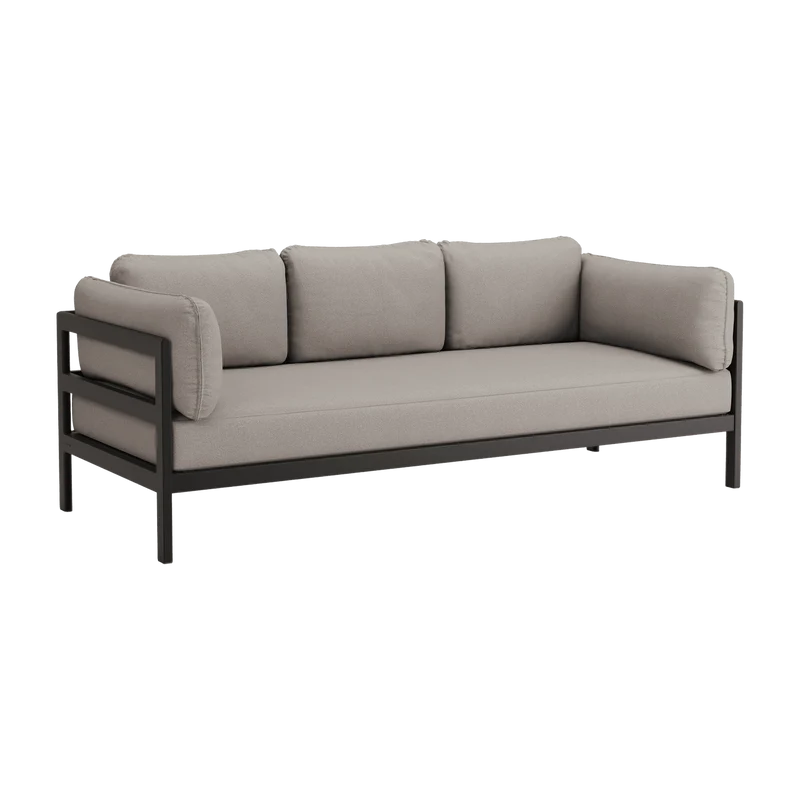 Canapé 3 places en métal noir et tissu beige Easy - Tiptoe
