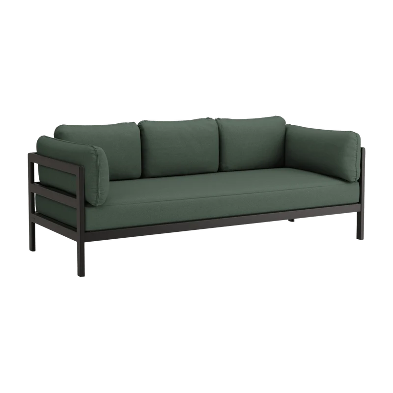 Canapé 3 places en métal noir et tissu vert Easy - Tiptoe