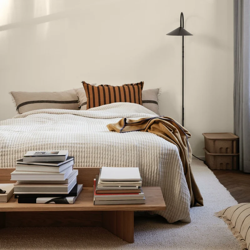 Coussin rectangulaire en lin et coton camel 90 x 40 cm Calm - Ferm Living