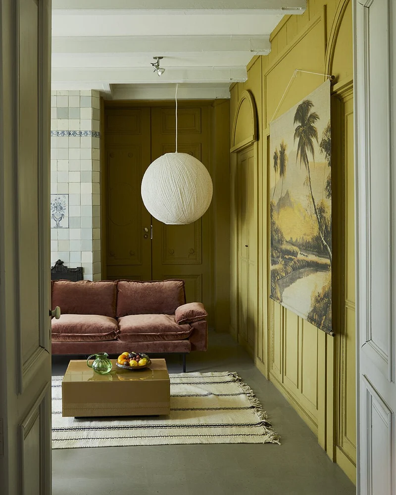 Canapé 4 places en velours brique Retro - Hkliving
