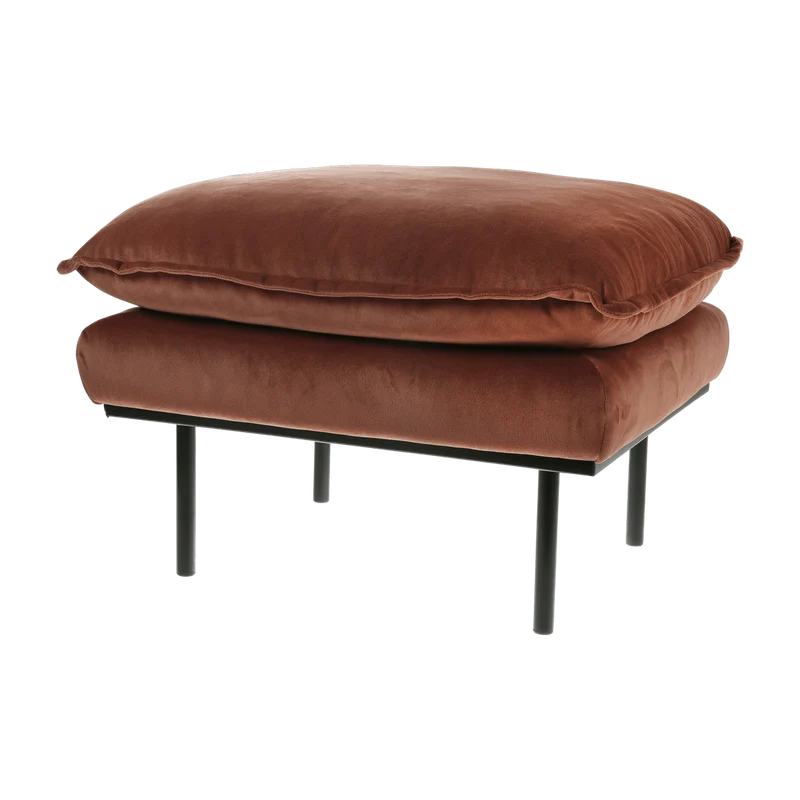 Repose-pieds en velours brique Retro - Hkliving