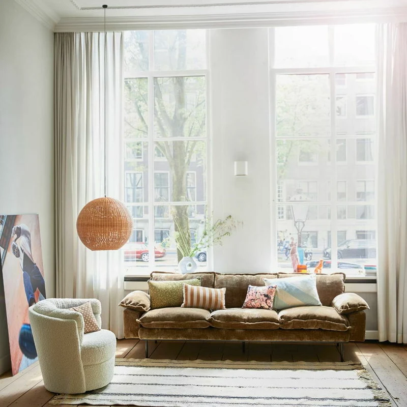 Repose-pieds en velours brique Retro - Hkliving