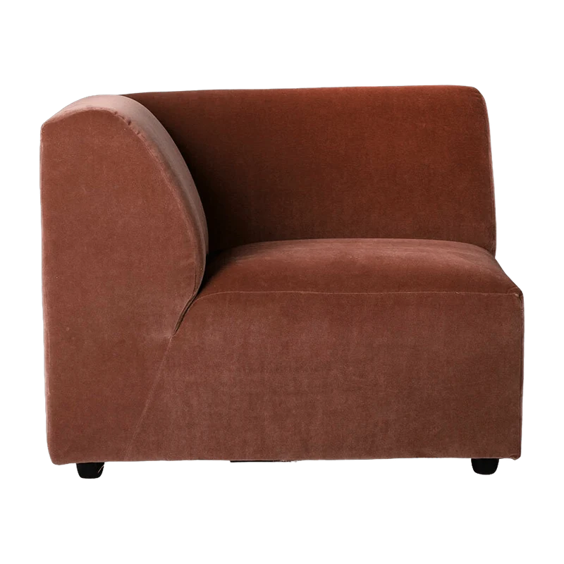 Module d'angle gauche en velours brique Jax - Hkliving