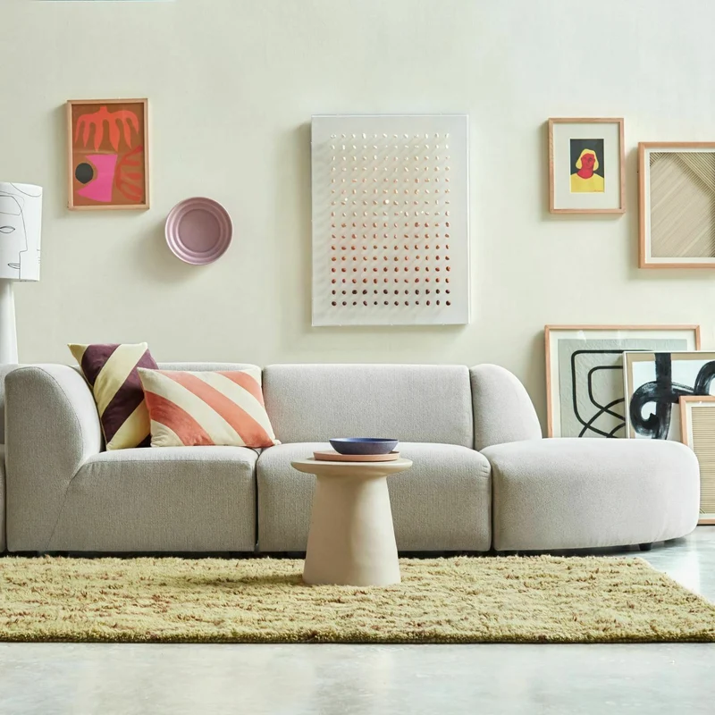 Module d'angle arrondi en velours brique Jax - Hkliving