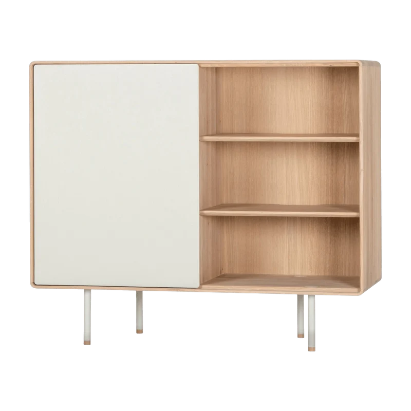 Buffet avec porte en chêne blanchi huilé et linoléum gris 45 x 118 cm Fina - Gazzda