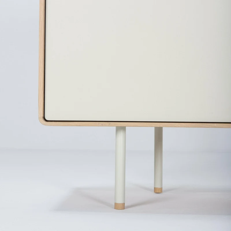 Buffet avec porte en chêne blanchi huilé et linoléum gris 45 x 118 cm Fina - Gazzda