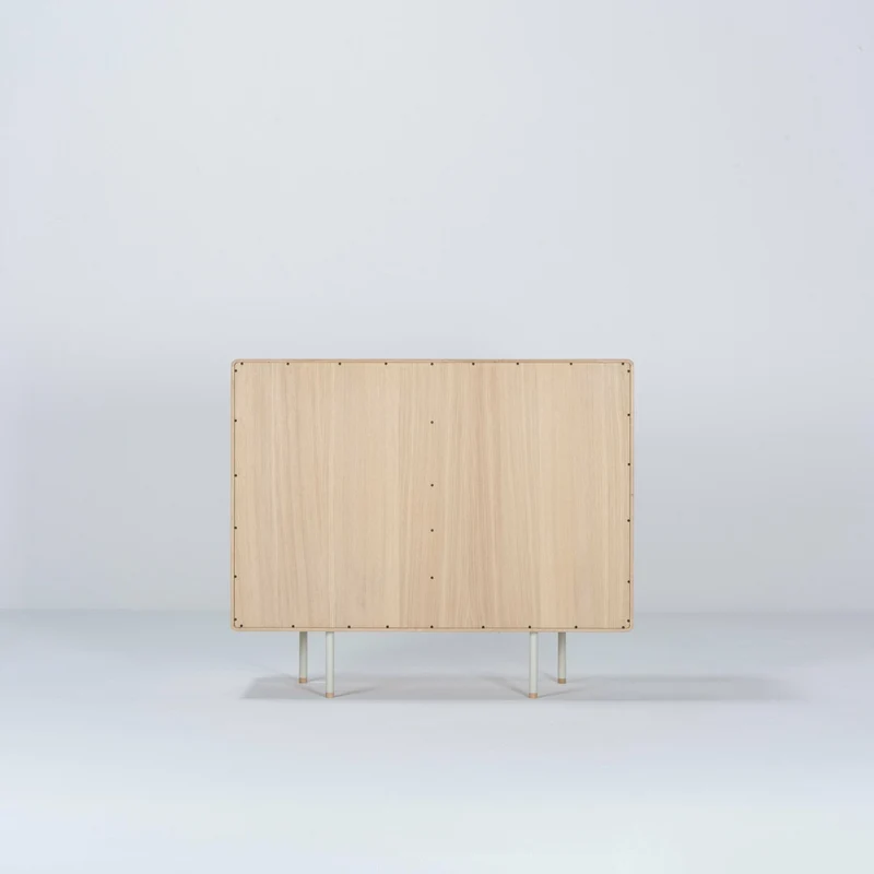 Buffet avec porte en chêne blanchi huilé et linoléum gris 45 x 118 cm Fina - Gazzda