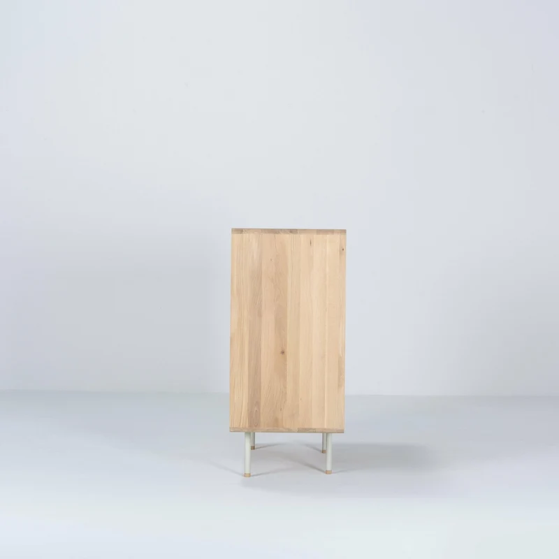Buffet avec porte en chêne blanchi huilé et linoléum gris 45 x 118 cm Fina - Gazzda