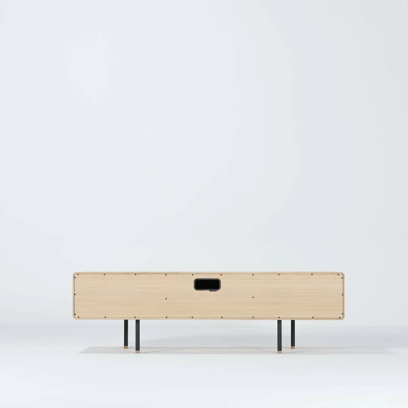 Meuble TV en chêne blanchi huilé et linoléum noir 45 x 160 cm Fina - Gazzda