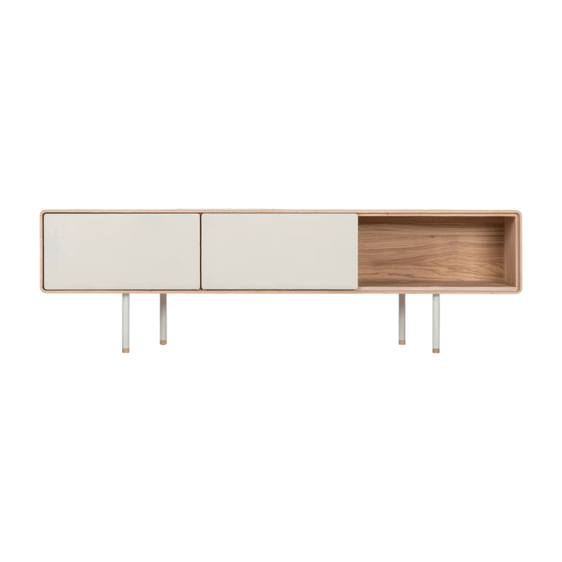 Meuble TV en chêne blanchi huilé et linoléum gris 45 x 160 cm Fina - Gazzda