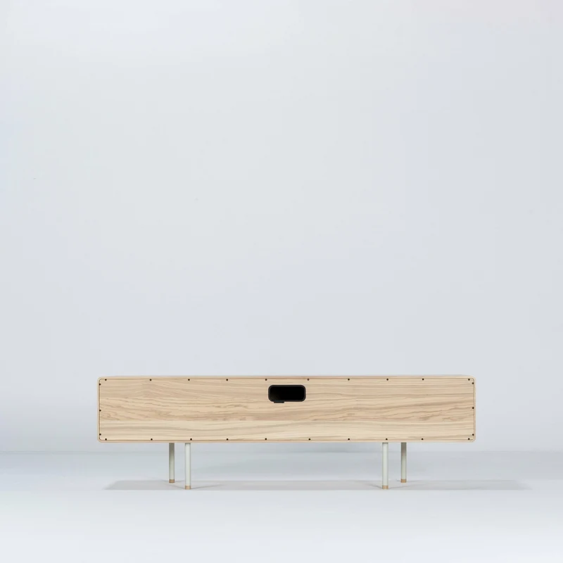 Meuble TV en chêne blanchi huilé et linoléum gris 45 x 160 cm Fina - Gazzda